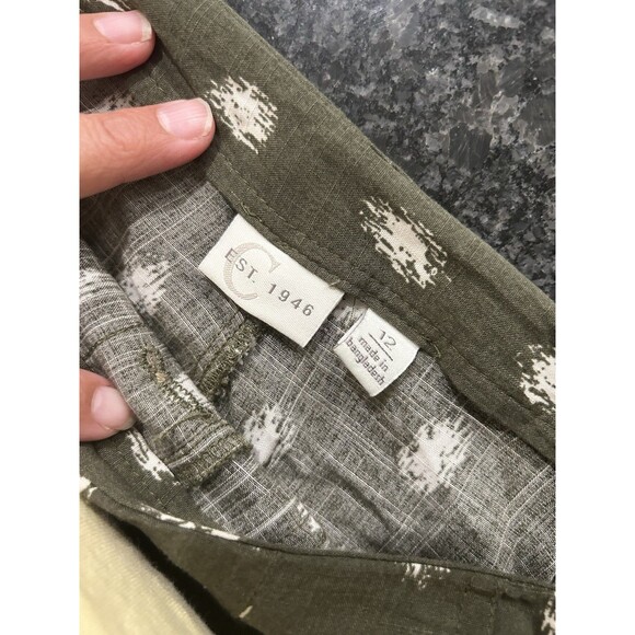 Women’s Size 12 Wide Leg Pants Olive Green Boho Granola Teacher Casual Fun Zip - Picture 5 of 9